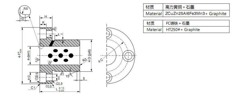 Custom Made Oilless Flange Bronze Bushing with Graphite Bearing Bush Bronze Bushing Oilless Bearing