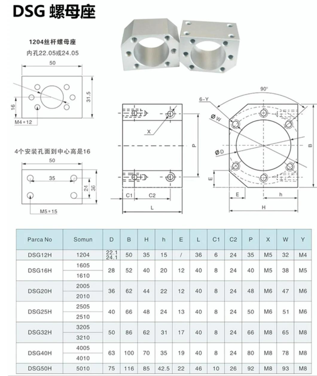 CNC Part Ball Screw Nut Housing DSG12h DSG16h DSG20h DSG25h DSG32h DSG40h