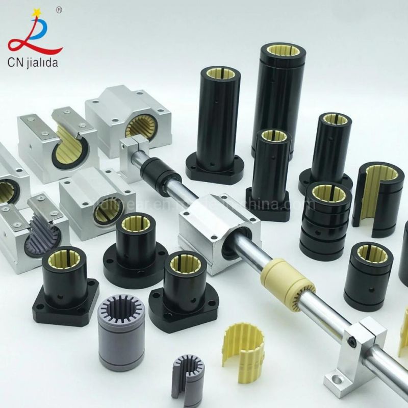 Polymer Bushing Bearing Oilless Closed Anodized Aluminum Adapter Short Design Plastic Linear Plain Bearing (RJUM-02-10-12-16-20-25-30-40-50) Same Size as Igus