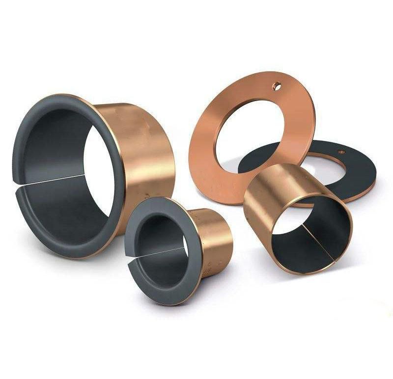 Custom Brass Base Multilayer Self-lubricating Composite Bushing With PTFE Filler Inside Sleeve Flange Washer Type