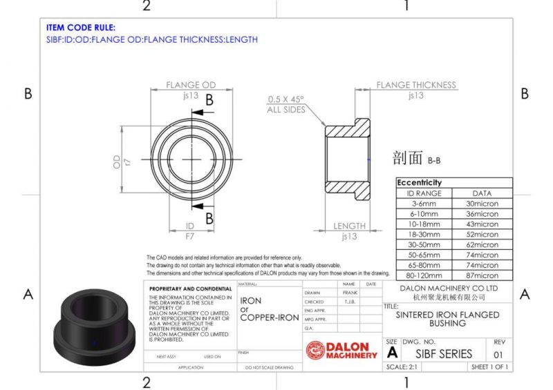 Sintered Iron Flange Bushing