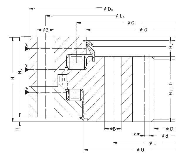 192.20.1600 Triple Roller Slewing Ring Bearing 192.20.1800 Gear Teeth Turntable Bearing