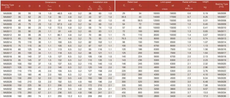 Zys Motorcycle/Auto Parts Cylindrical Roller Bearing Nn3030 with Nn, Nu, Nj Series