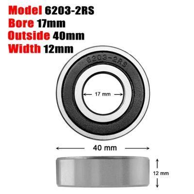 6203RS Bearing 6203 2RS ABEC3 High Speed Ball Bearing 17mm X40mm X12mm for Electric Motor, Garden Machinery, Wheels