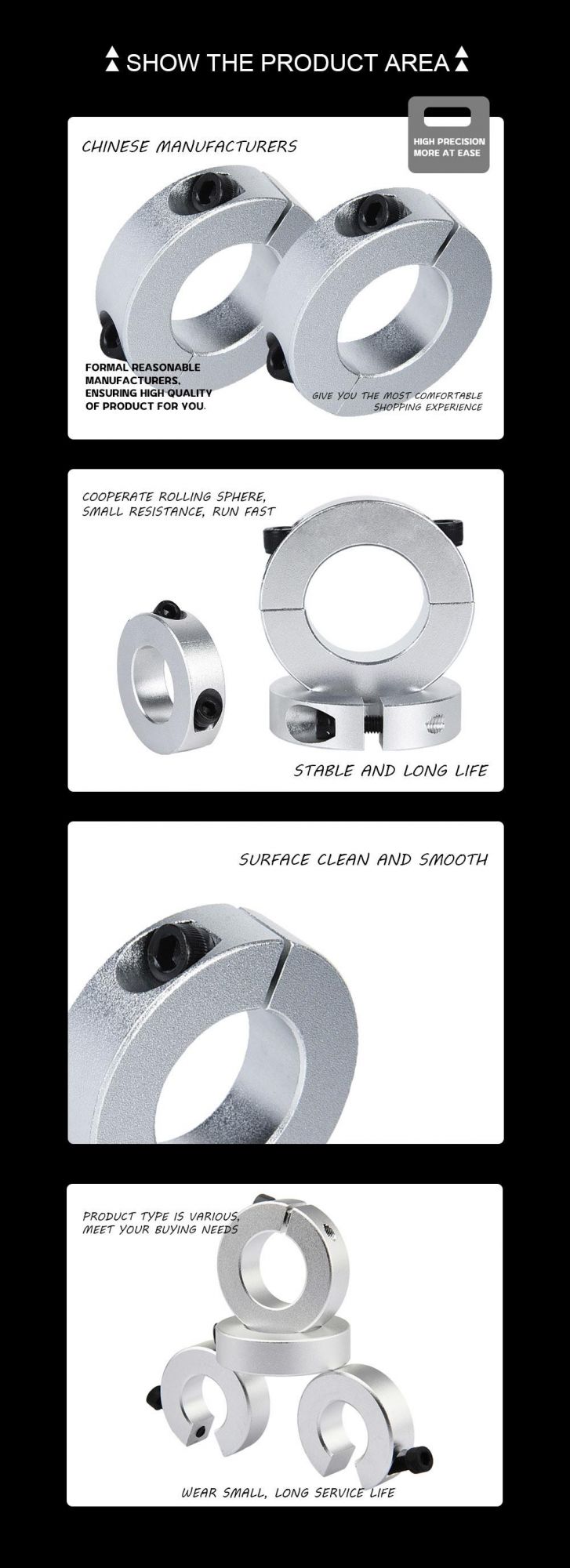 Standard Processing Product of Automation Equipment Parts Aluminum Alloy Optical Axis Holder Fixing Ring Economic Type Instead of Mismi Yiheda