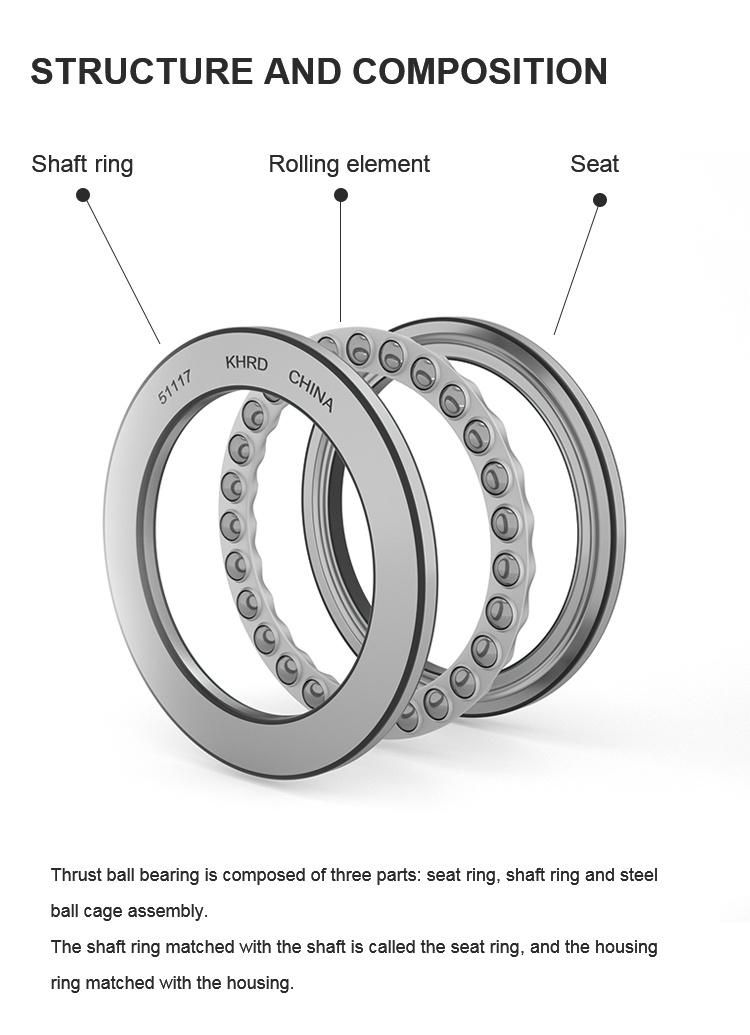 Super Precision Auto Parts Motorcycle Parts Steel Cage Brass Cage KHRD Brand 51310 51100 52405 Thrust Ball Bearing