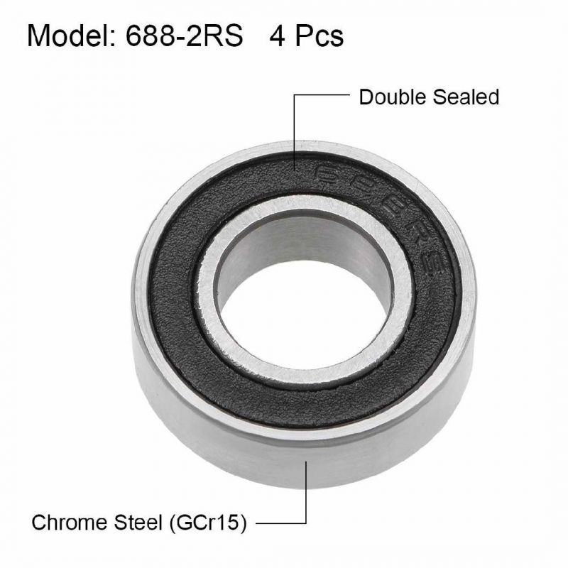 688-2RS Deep Groove Ball Bearing 8mm Inner Dia 16mm Od 4mm Bore Double Sealed Chrome Steel Z2