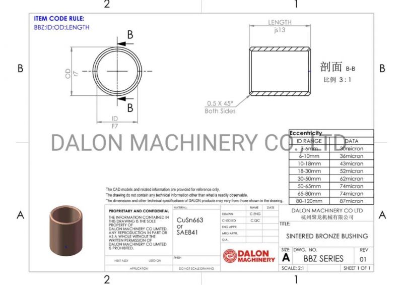 Pump Gear Fan Starter Door Sintered Bronze Bushing