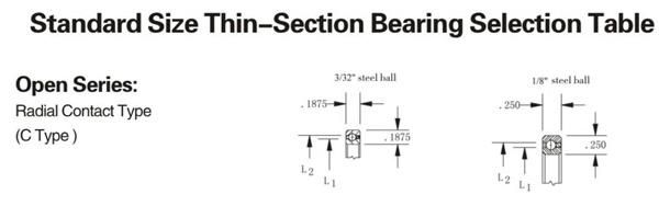 3" Open Type Radial Contact Thin Wall Bearing for Precision Instruments