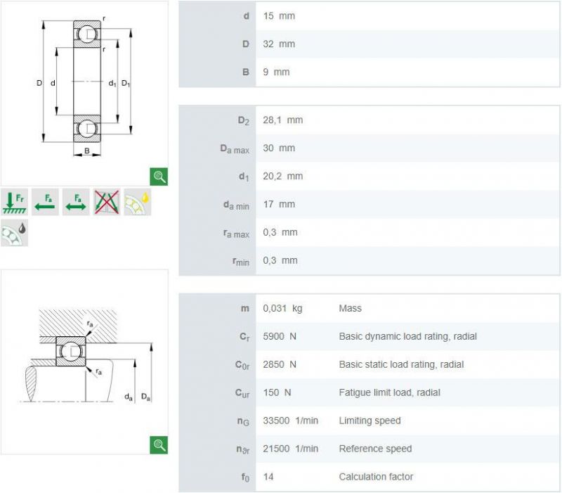 Motorcycle Spare Parts 6302 Bearing