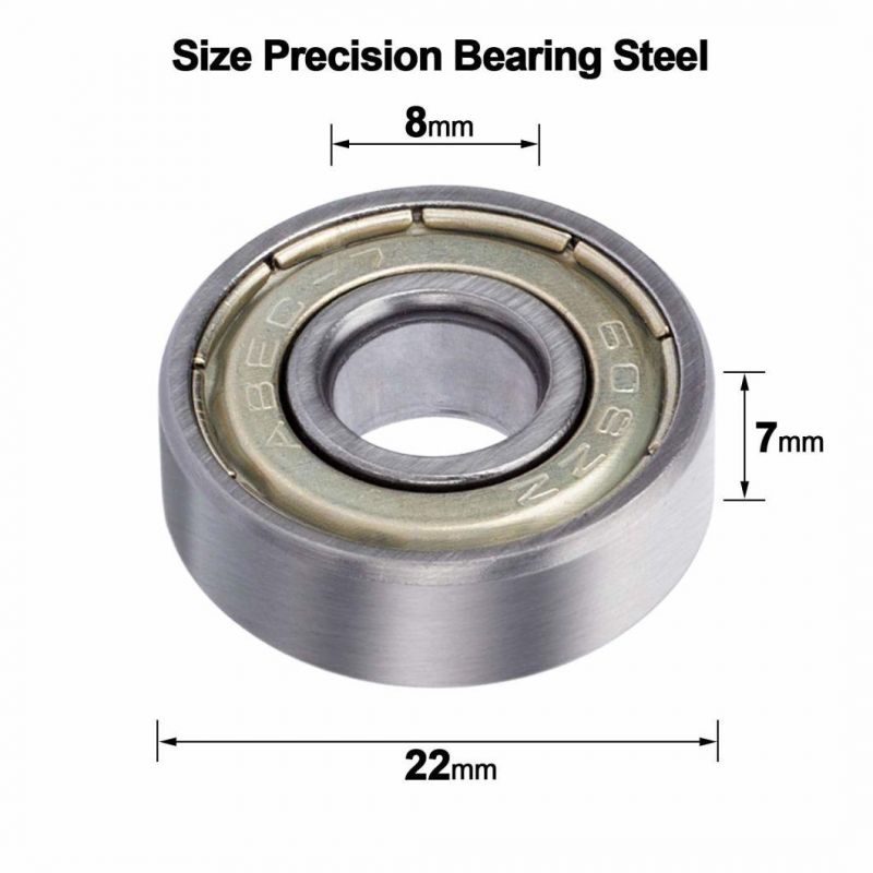 608 Zz Ball Bearing Bearing Steel & Double Shielded Miniature Deep Groove 608 Zz Bearing for Skateboards, Inline Skates, Scooters, Roller Blade Skates