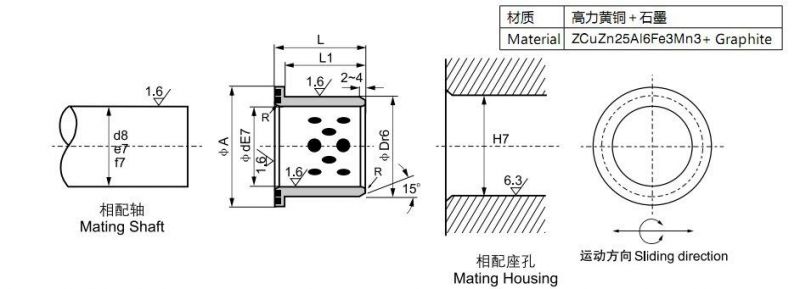 Oilless Flange Bronze Bushing with Graphite Plug Bearing Bush Bronze Bushing Oilless Bearing