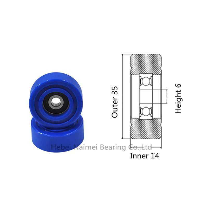 Pulley Hot Sale PU62635-14 Plastic Roller with 625-2RS Rubber Sealed Ball Bearing 14X6X35mm
