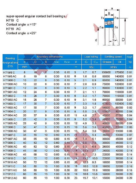 Zys Ceramic Ball Bearing H70 Hs70 Veb70 BNC10