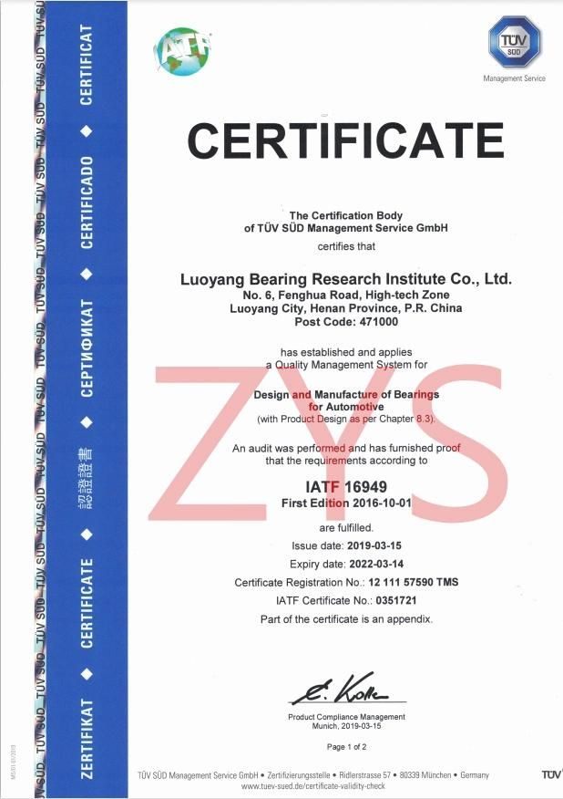 Zys Machinery Auto Vehicle Part Taper Roller Bearing 30215 with Factory Supply