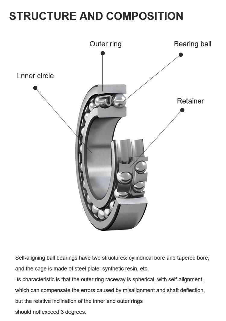 Construction Machinery Bearing 1308 1304 2201 1214K 2307 2313K Super Precision P0 P6 P5 P4 P2 Quality Self-Aligning Ball Bearing