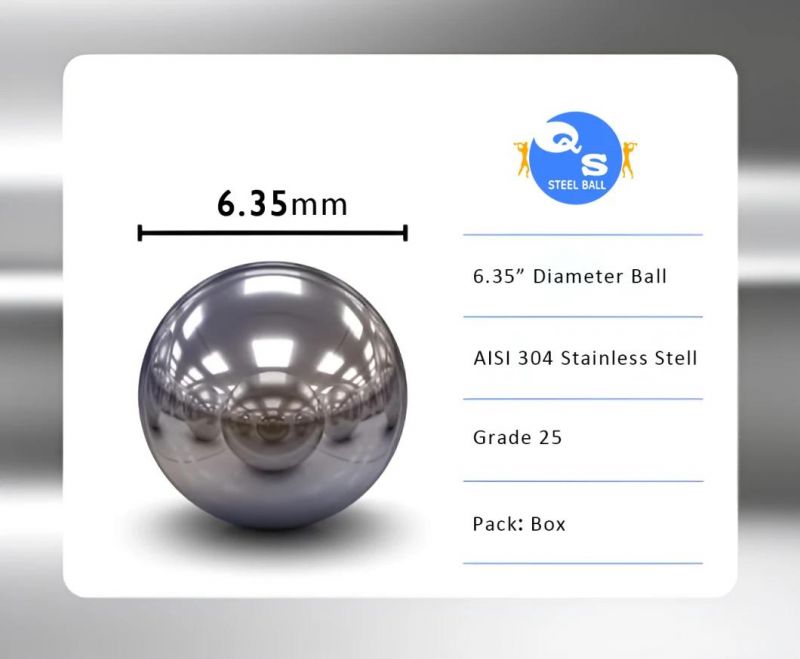 AISI 304L 6.35mm Stinaless Steel Ball Used in Bearing