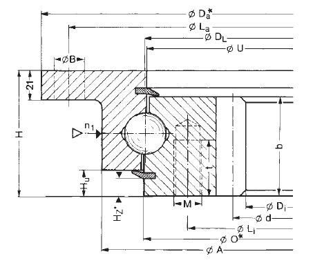 Four Point Contact Ball Slewing Bearing 282.30.1275.013 (Type 110/1400.2) Flanged Turntable Bearing