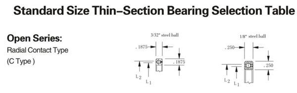 2" Open Type Radial Contact Thin Wall Bearing for Precision Instruments