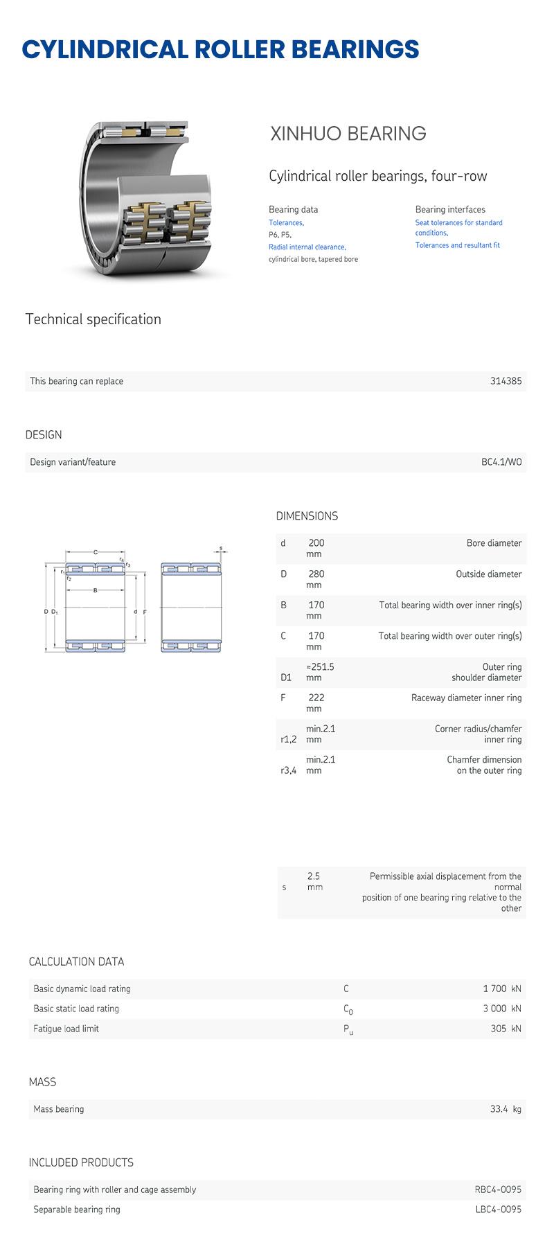 Xinhuo Bearing China Cylindrical Roller Bearings Factory OEM ODM Auto Bearing Gcr15 Split Cylindrical Roller Bearing