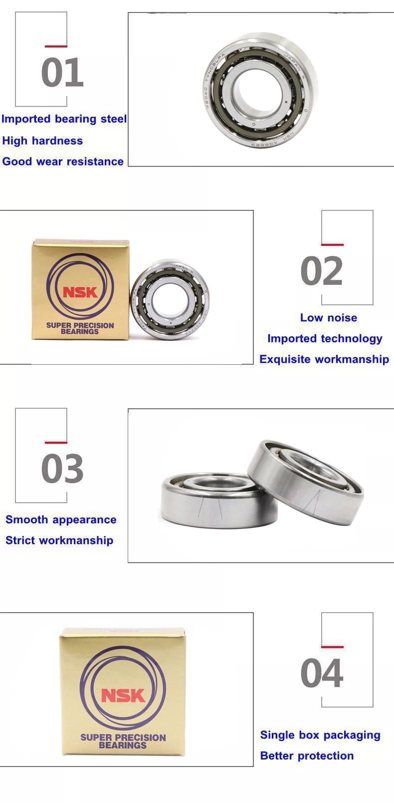 High Quality Long-Life Angular Contact Ball Bearing 7219A 7220A 7221A for High Frequency Motor Parts NSK NTN NACHI Koyo