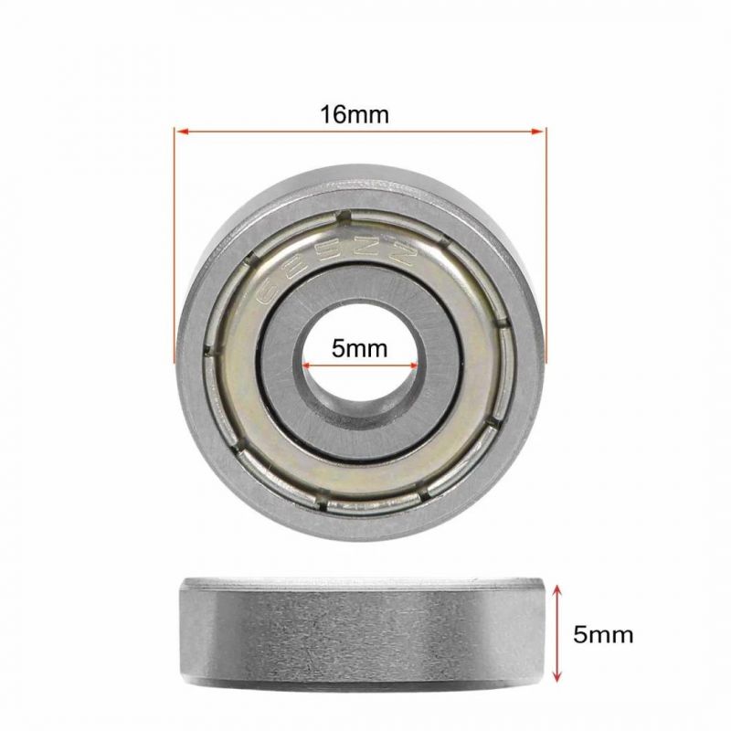 625zz Small Bearing 5mm ID X16mm Od 5mm Thick Pre-Lubricated and Double Metal Shielded Bearing