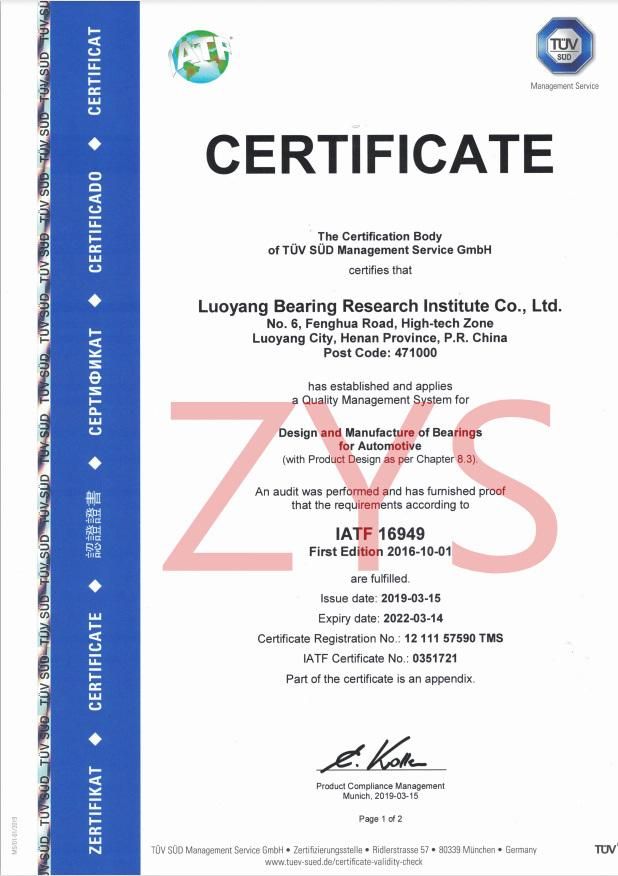 Zys Roller Bearings 20*47*19.25mm Taper Roller Bearing 32204