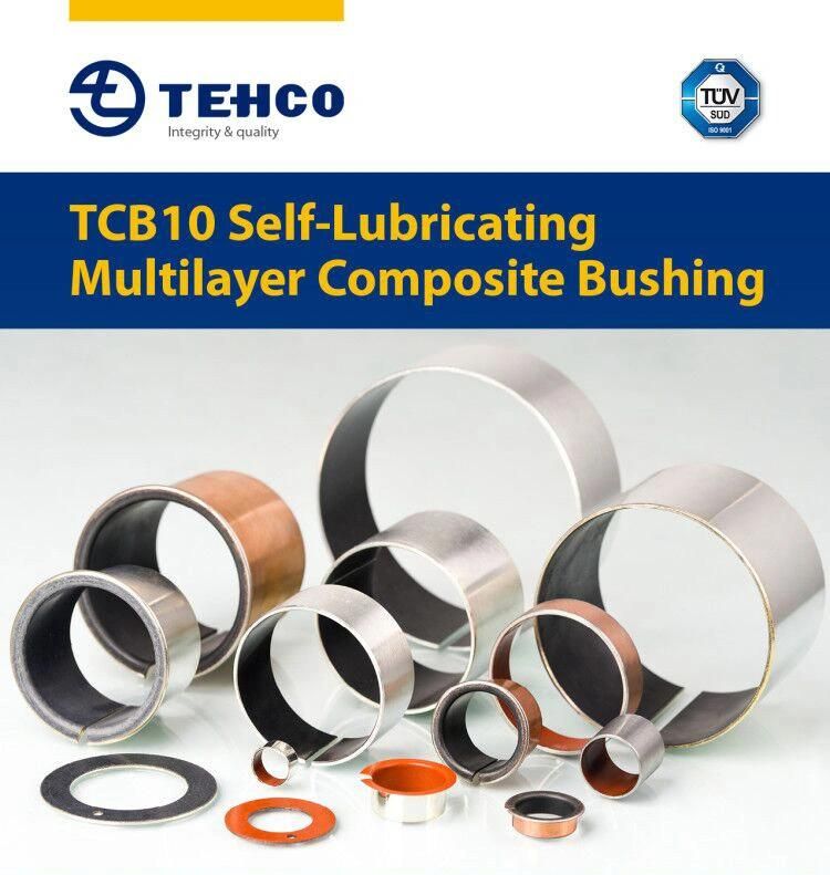 TEHCO PAP10 Self-lubricating Composite Bushing Made of Steel and Black PTFE DIN1494 Standard Sleeve Bushing for Print Machine.