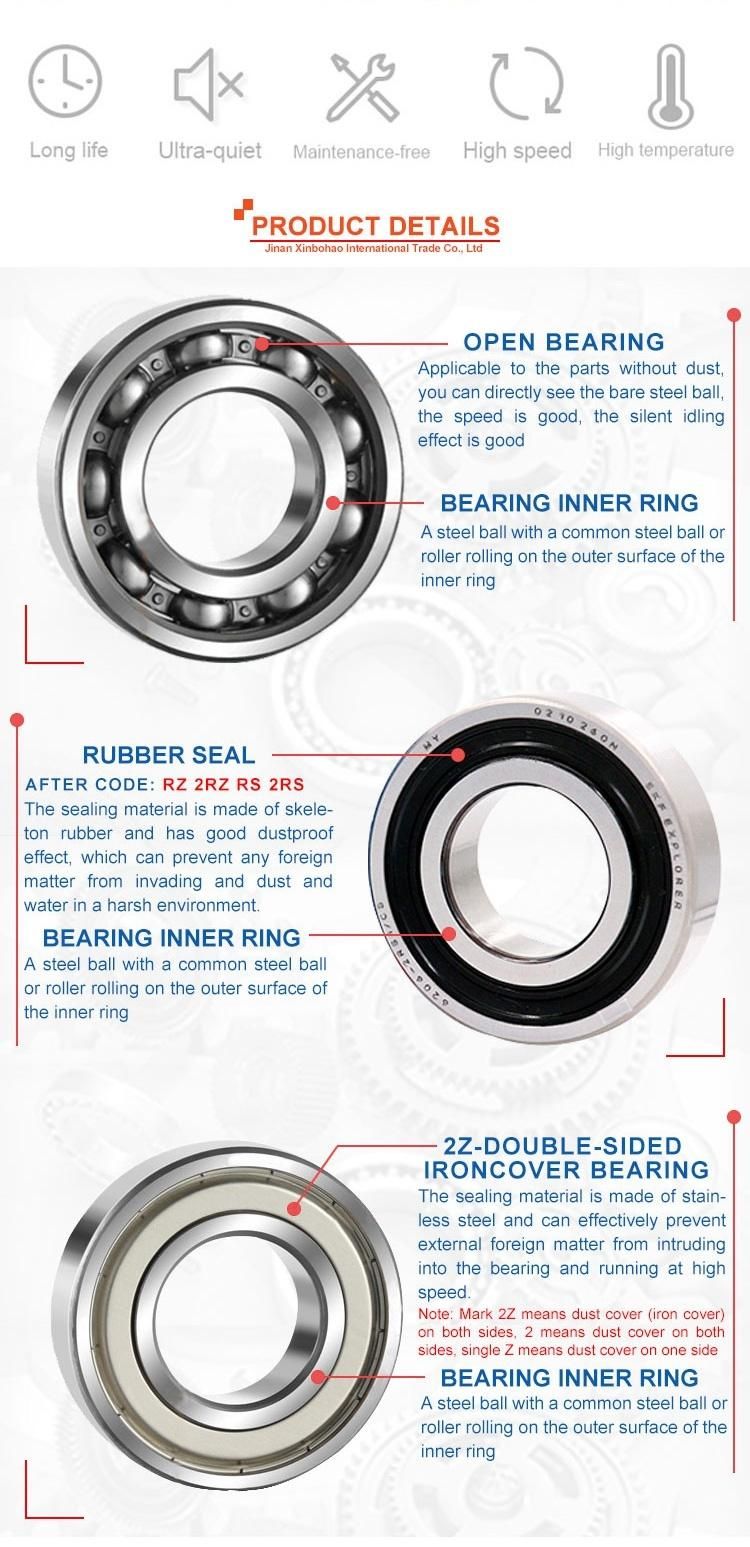 Chrome Steel NSK NTN Koyo NACHI 6200 2RS 6301zz 6312 Open Type Z1V1, Z2V2, Z3V3 Deep Groove Ball Bearing