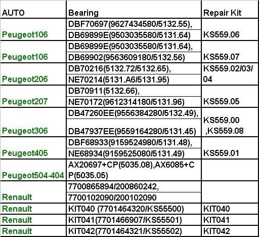 Ne68934+Dbf68933 for 405 Auto Bearing Repair Kit Ks559.01