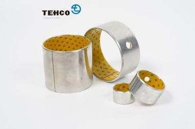 SF2 DX Sleeve Boundary Lubricating Bushing Consist of Steel Backing and Yellow POM with Oil Dent for Steel Metallurgical Machine