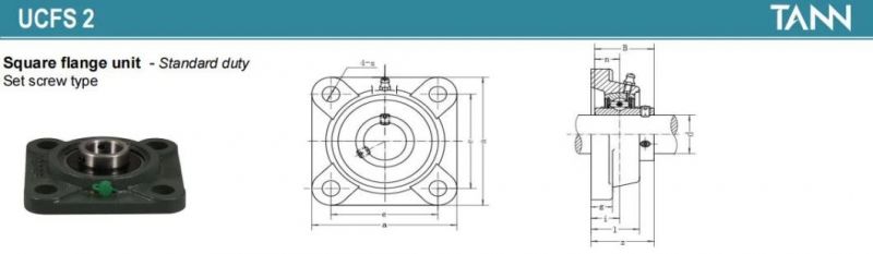 TANN Mounted bearing unit UCFS 204 Square flange unit Pillow block bearing