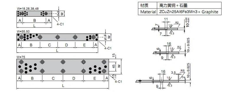 Oilless Bronze Plate with Graphite Plugs Custom Made Bearing Bush Bronze Bushing Oilless Bearing