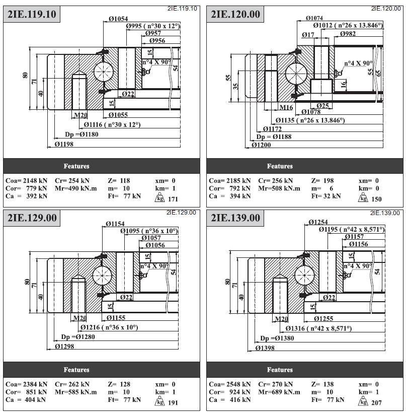 Lyhy Single Row Ball Slewing Bearings with External Gear 2ie. 089.00