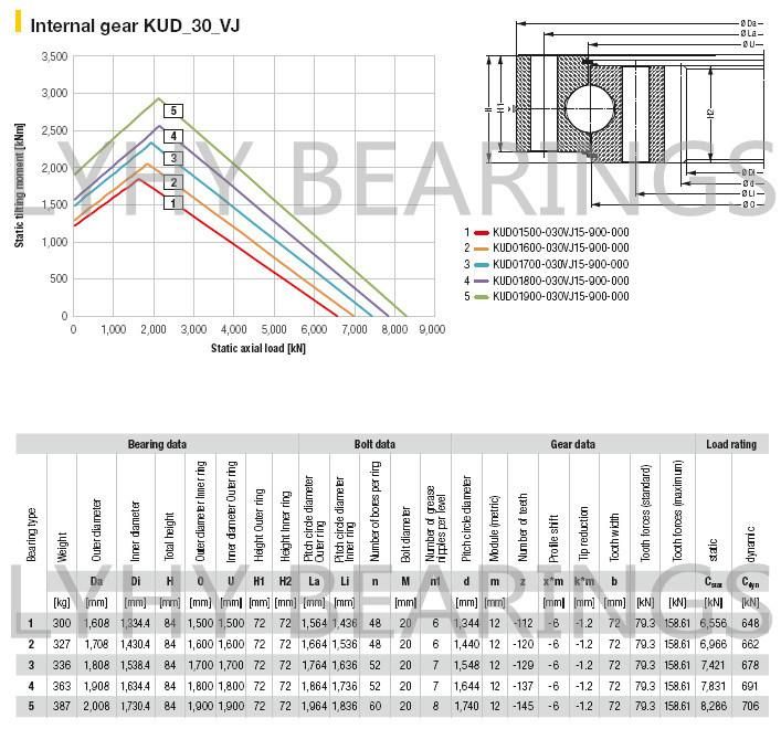 Kud01600-030vj15-900-000 Slewing Ring Bearing for Wood Pellet Machine