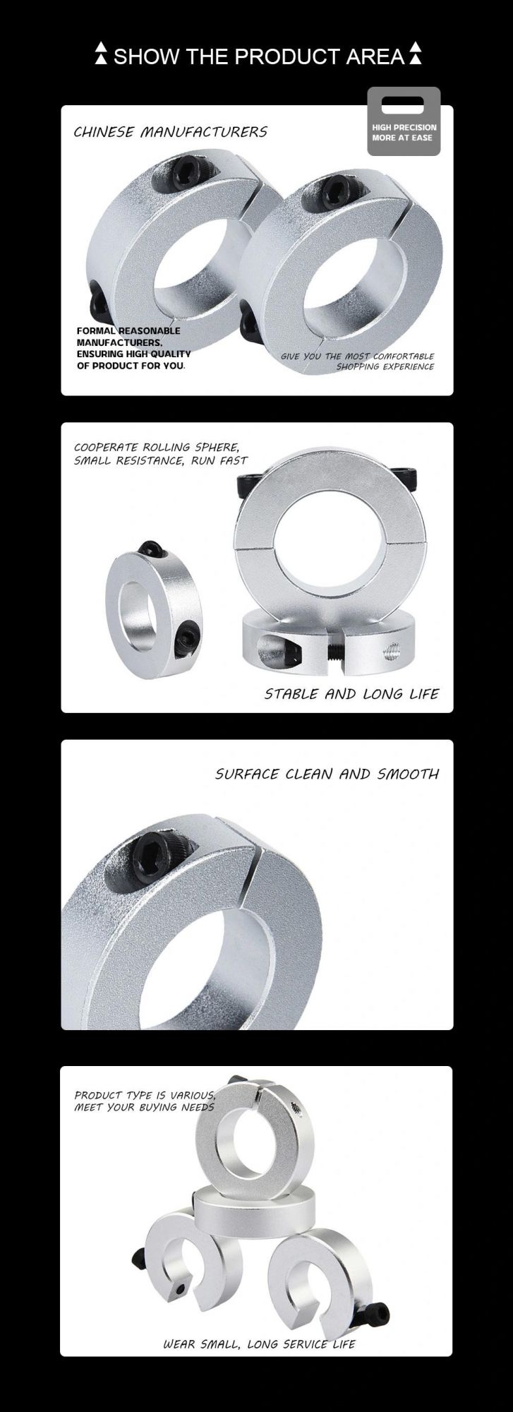 Standard Processed Products Automation Equipment Parts Fixing Ring Aluminum Alloy Optical Axis Holder Economical Instead of Mismi Yiheda