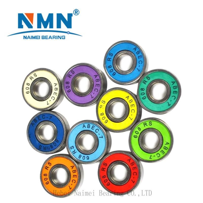 8*22*7mm Nylon Cage ABEC 9 Skateboard Bearings 608 2RS Hybrid Ceramic Si3n4 5 Balls Bearing