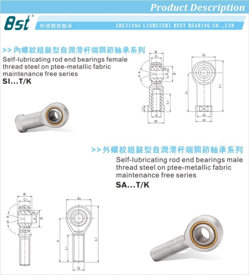 All Size Self-Lubricating Bearings Female Thread Steel on Ptee-Metallic Fabric Maintenance Free Si...T/K Rod Ends