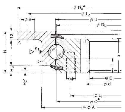232.21.1075.013 (Type 21/1200.2) Flanged Turntable Bearing with Internal Gear