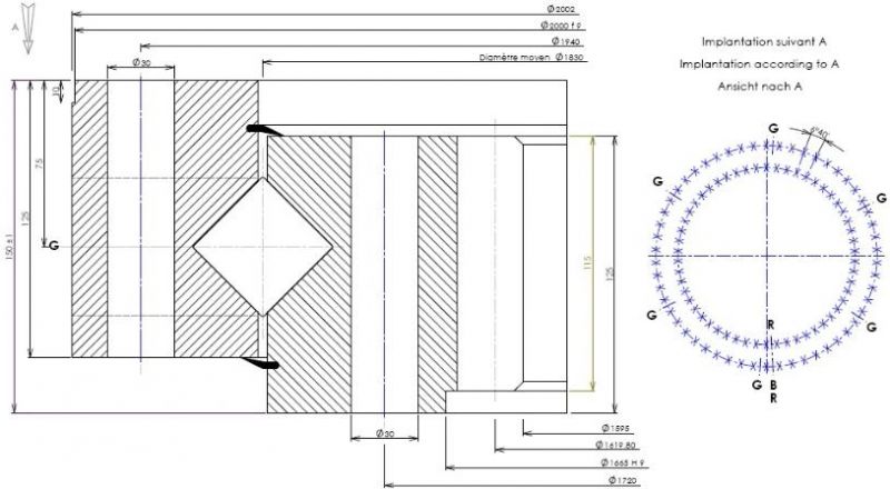 Internal Gear Slewing Bearing Ring Bearing (07 1830 04)