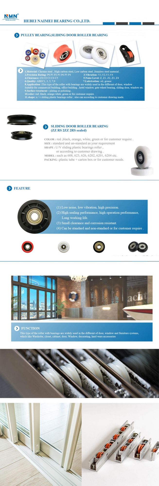 Flat Round Plastic Nylon Roller Wheel with Bearing for Sliding Door