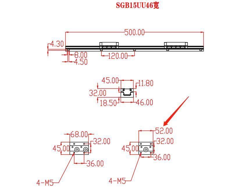 Four Wheels Linear Rail Block Sgb35 Sgr35 for Laser Machine