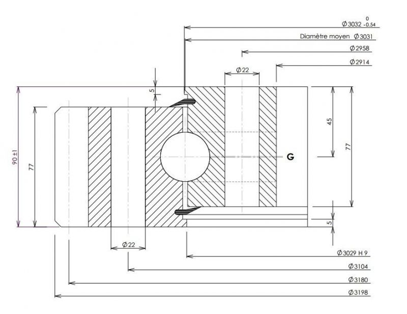 Large Size Bearing Slewing Ring Bearings Ball Bearing Turntable Bearing Gear Bearing (01-3031-00)